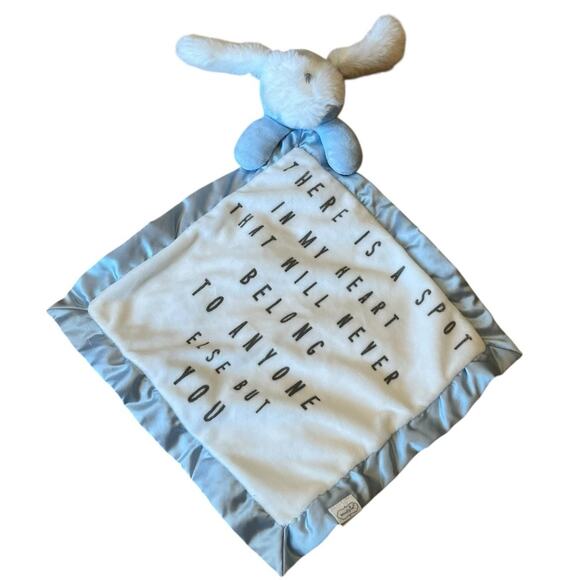 Mud Pie Dog Lovey Security Blanket White Blue Puppy Quote Spot In My Heart 12” - Picture 1 of 7